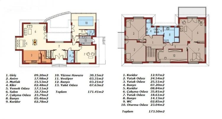 Çetinkaya Server 345m2 Çelik Ev Planı